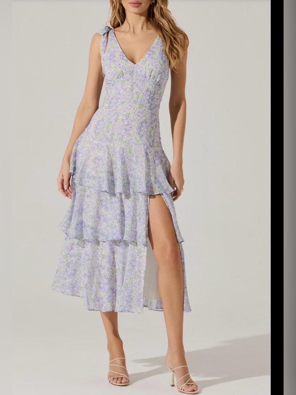 ASTR the label tiered shoulder tie dress